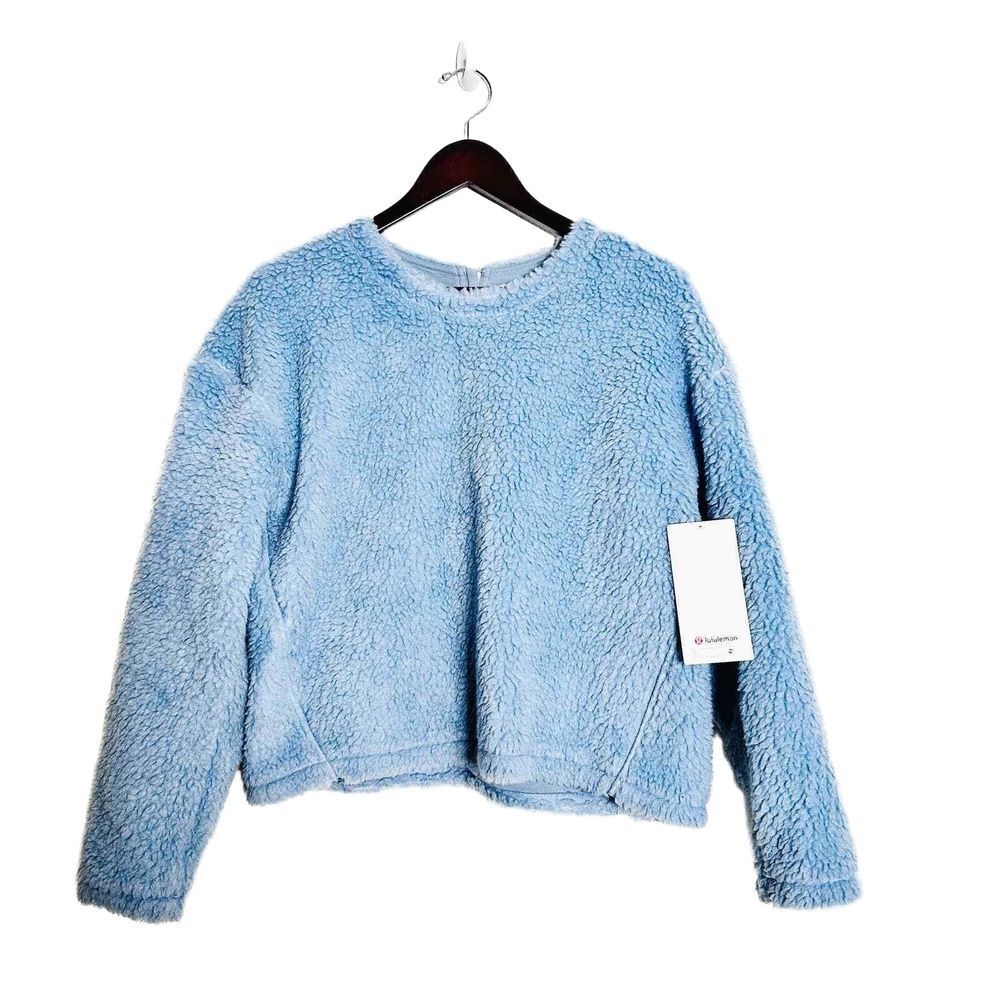 Lululemon Pullover 8 Sweatshirt Sherpa Athletic Workout Training Wool Warm Blue - Picture 2 of 6